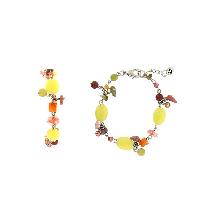 Culture Mix Bracelet petites pierres semi précieuses tons roses réglable
