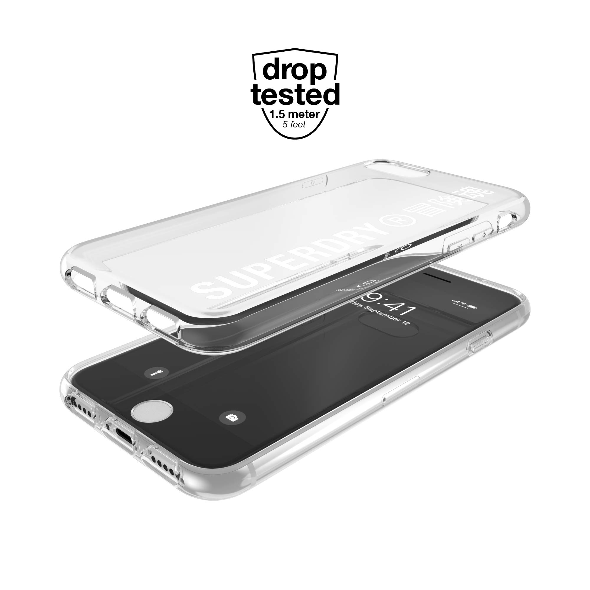 Superdry Coques de Protection coque iPhone 6/6S/7/8/SE transparente antichute