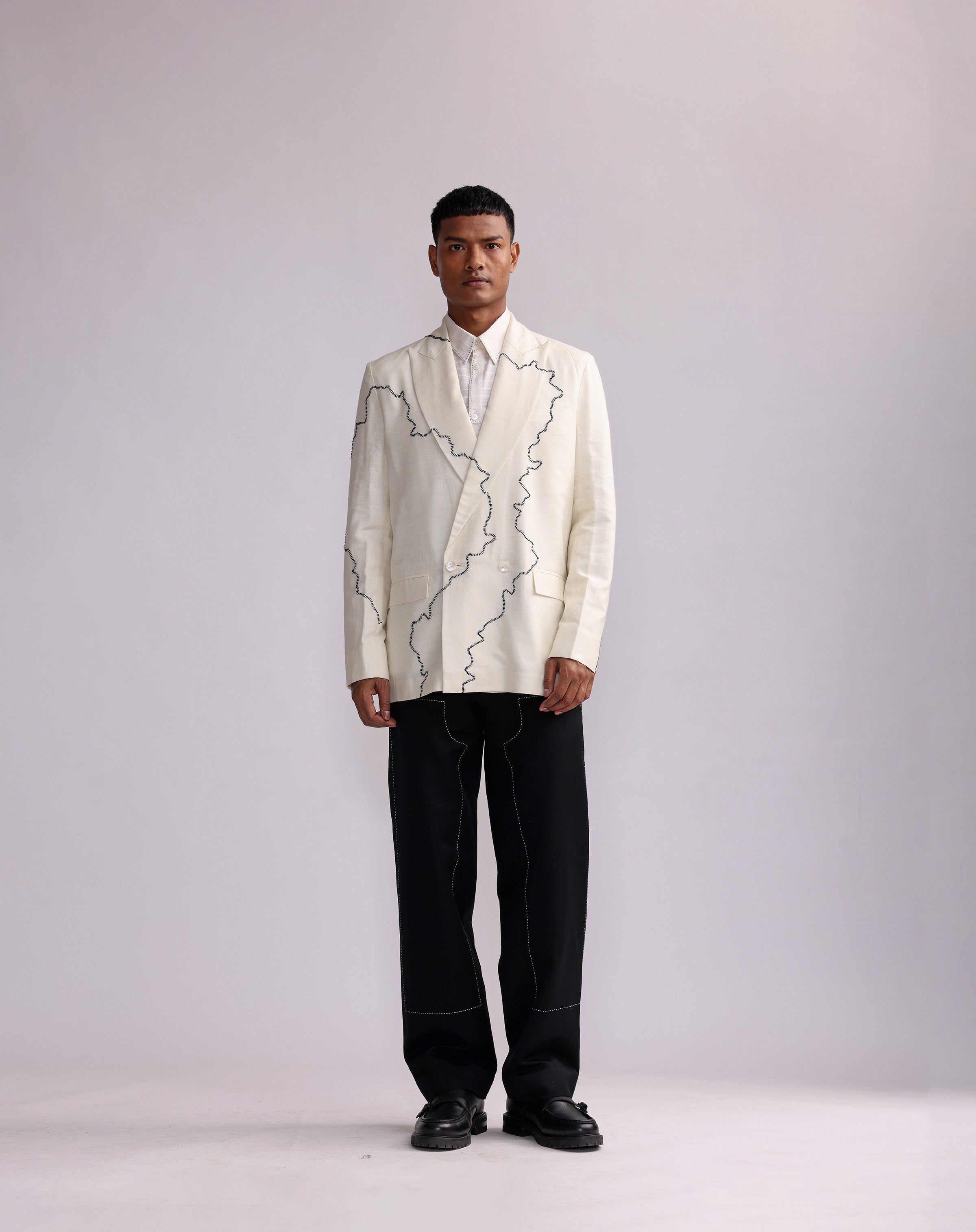 COUNTRYMADE Jackets Harbour Contour Lines Double Breasted Blazer blazer brodé