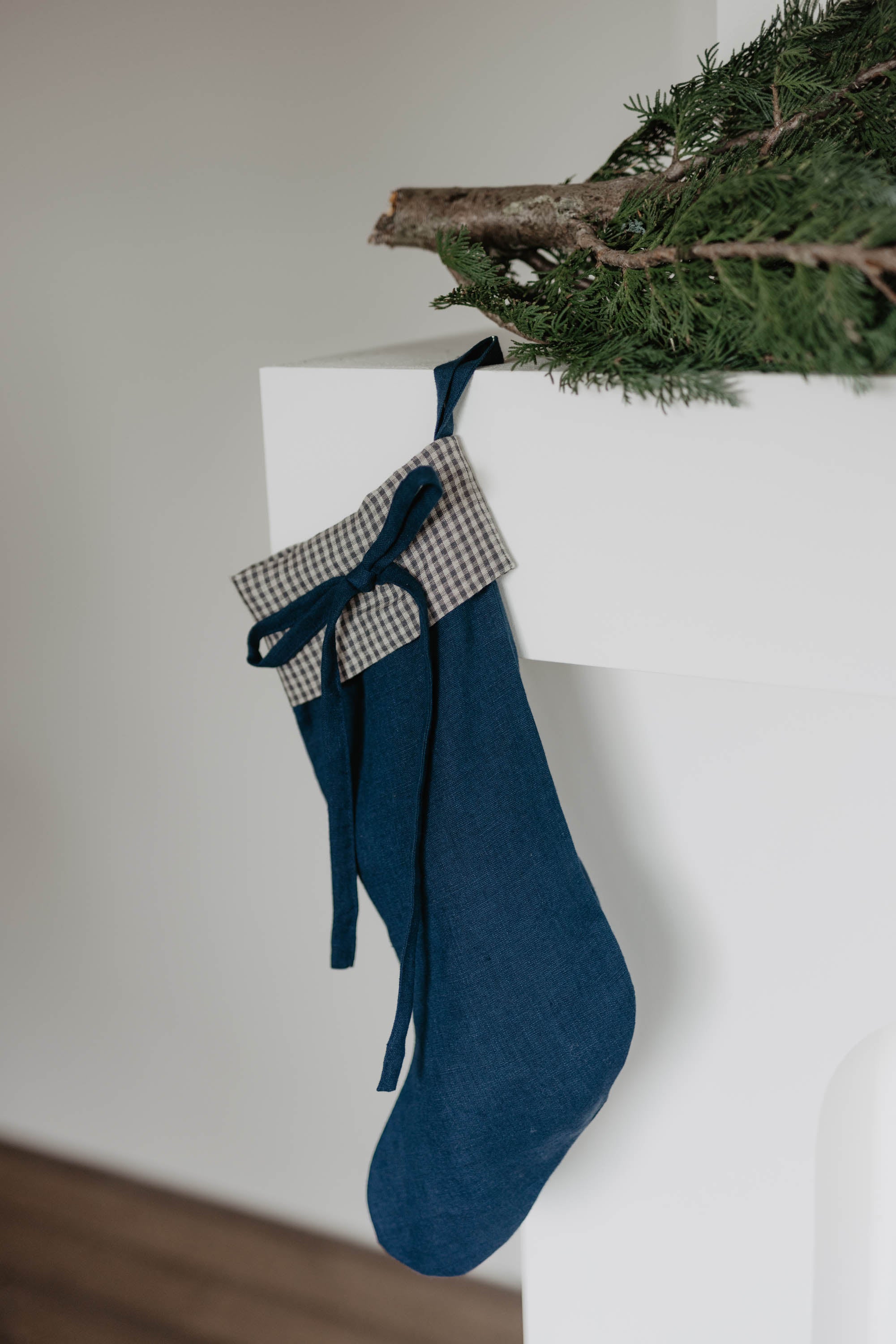 Laumė linen Christmas Linen chaussette de Noël verte, nœud