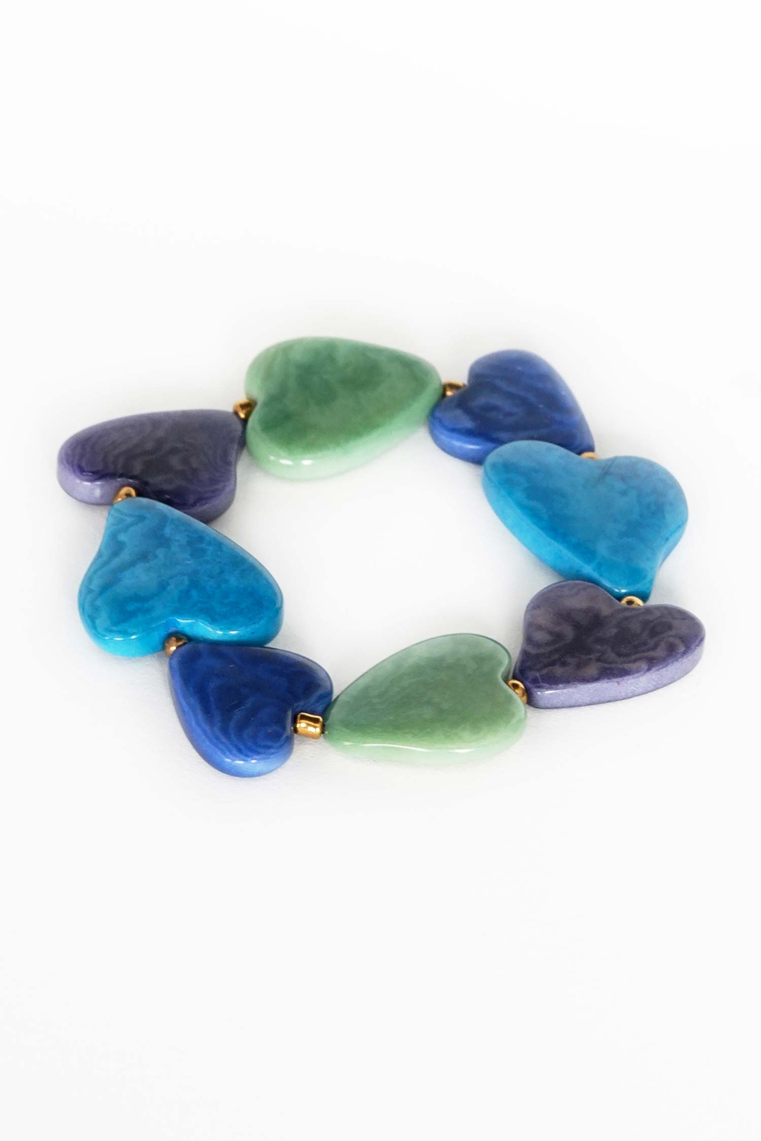 Bracelets Carmen bracelet cœurs en ivoire végétal bleu turquoise