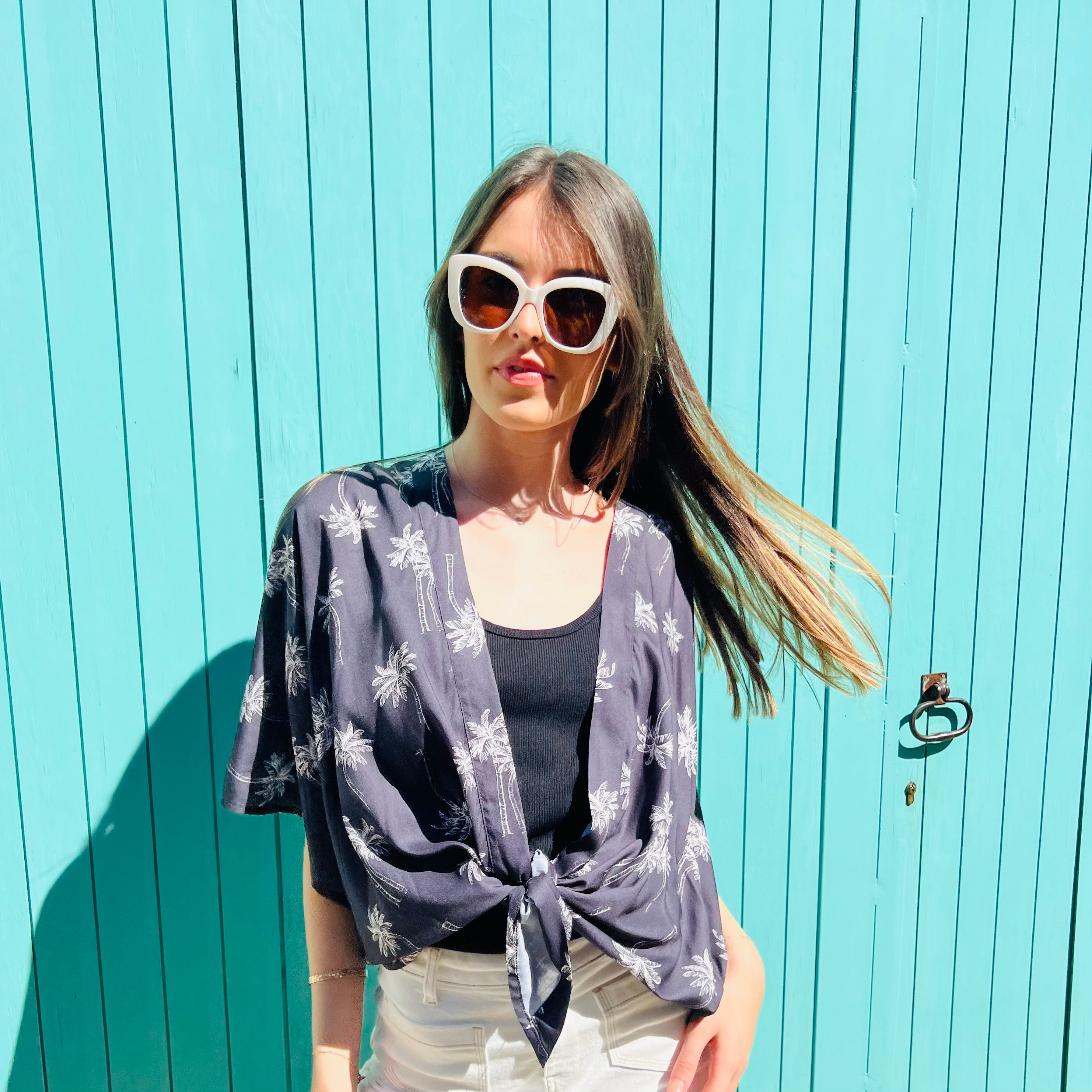 PANTRUCHE Kimonos GIGI Palmiers kimono court taille unique en viscose