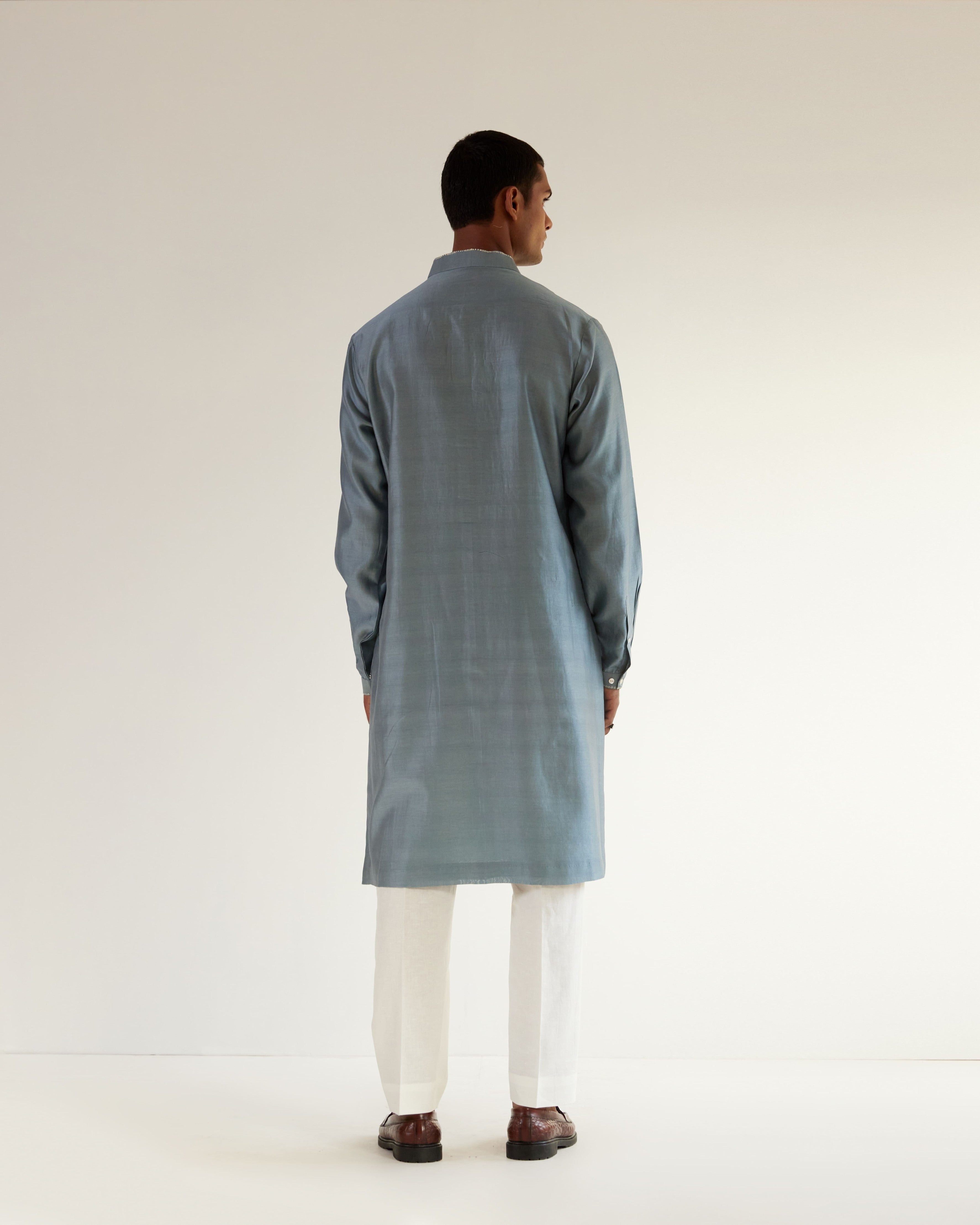 COUNTRYMADE Kurtas Black Hole Embroidery Kurta Set kurta bleu poudre brodé