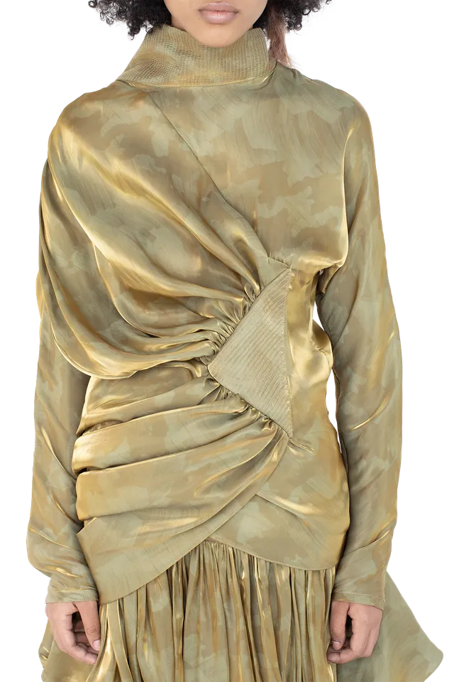 Kiko Kostadinov Tops JACANA Blouse blouse Gold Brush satin métallisé