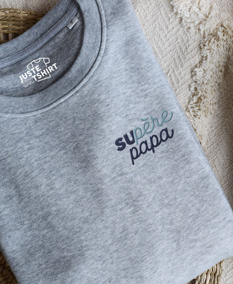 Juste Un T-shirt Sweats Brodés Supère héros sweat bleu marine