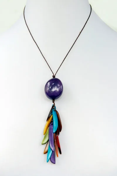 Tagua and Co Pendentif Laminillas ivoire végétal rouge