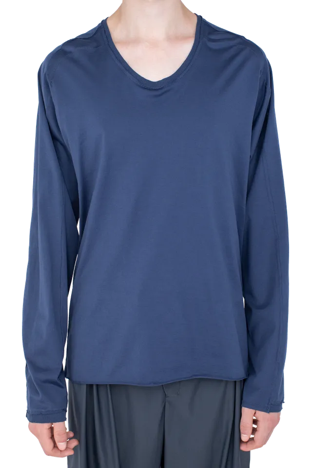 Kiko Kostadinov Tops ASTRO Long Sleeve Top haut Ink Blue coton mercerisé