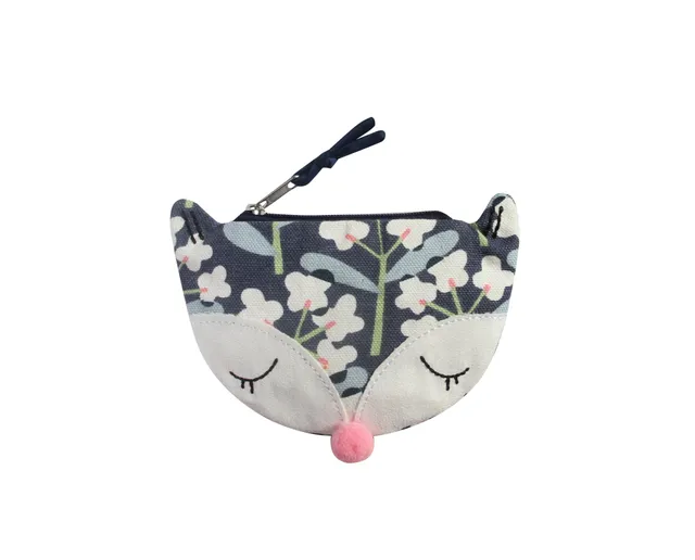 Sourire Multicolore Sacs et pochettes Porte monnaie renard gris navy coton
