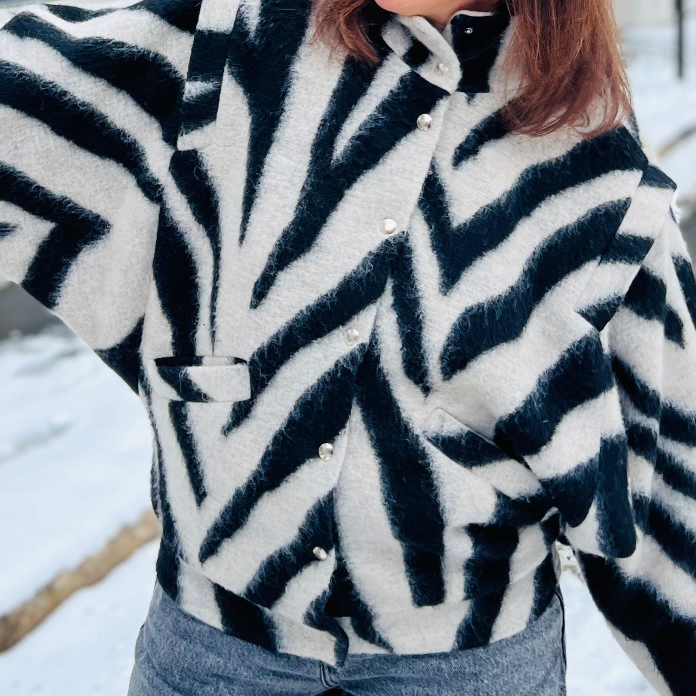 PANTRUCHE Vestes MOON blouson zèbre en laine doublé