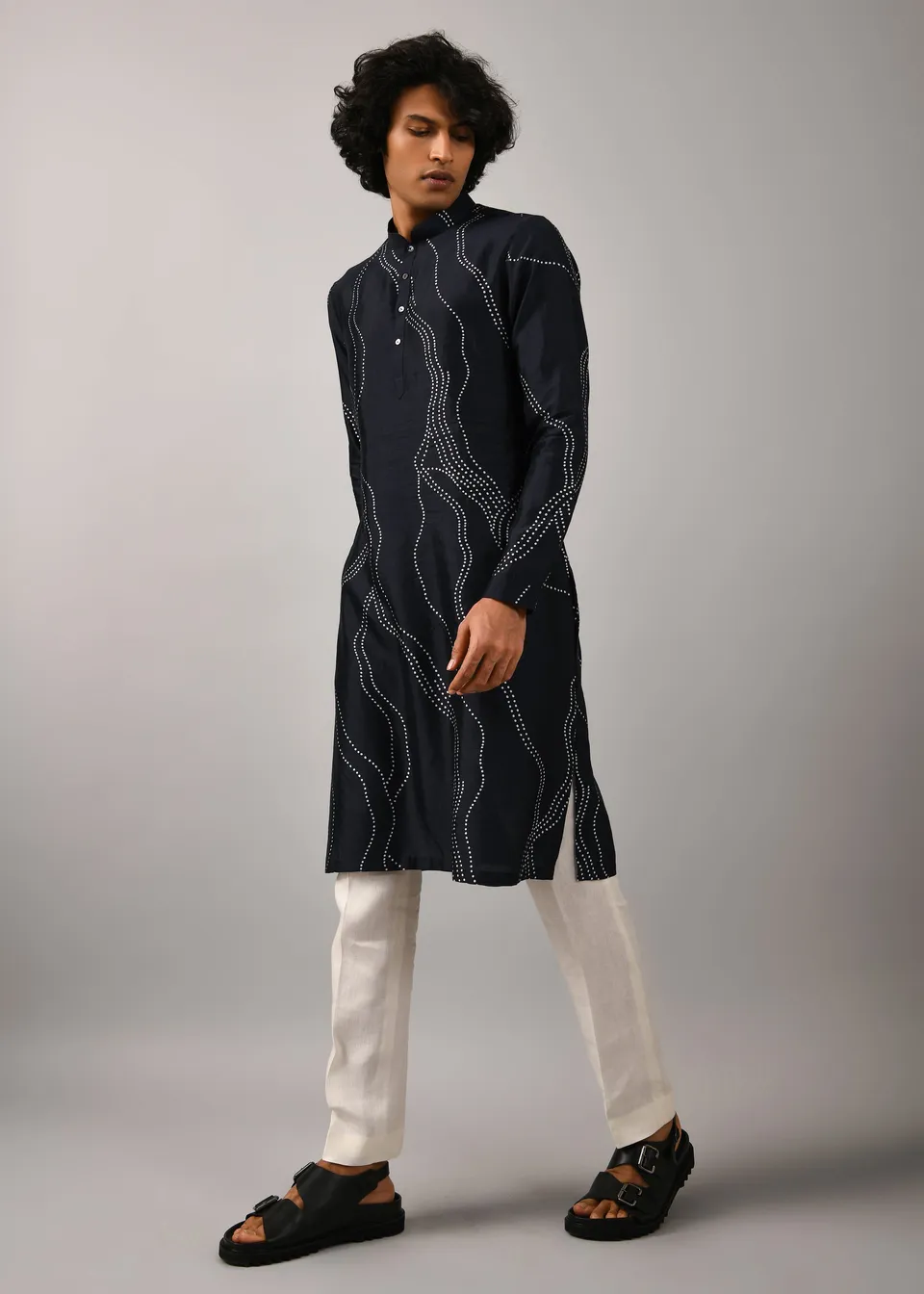 COUNTRYMADE Kurtas Constellation Silk Printed Kurta kurta soie marine