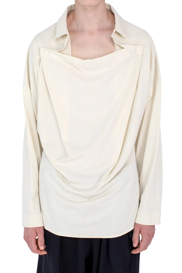 Kiko Kostadinov Shirts ISKAR Drape Shirt Ivory 44 en jersey coton