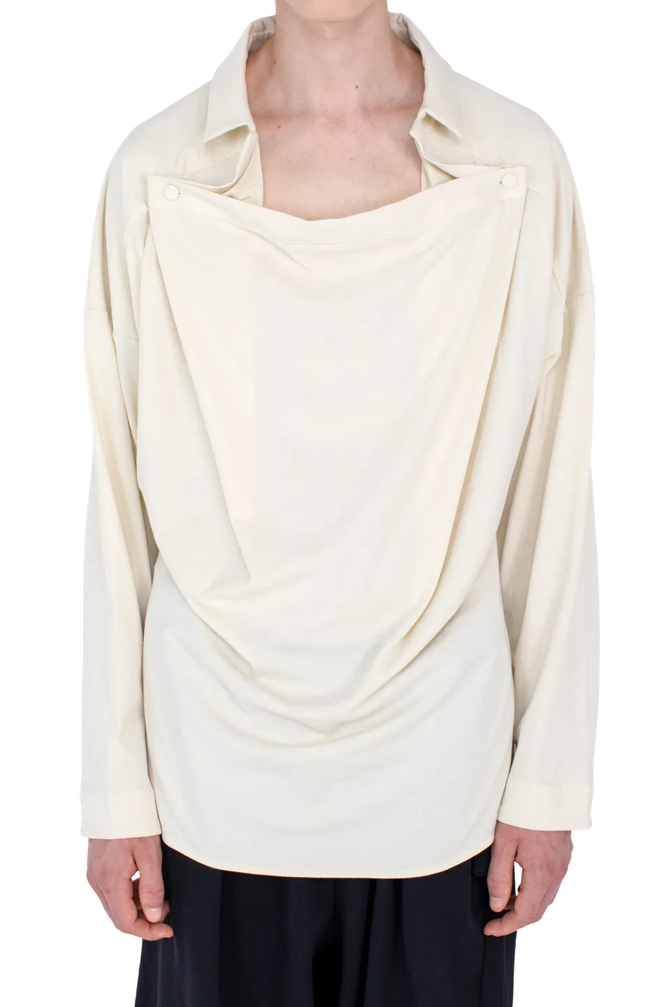 Kiko Kostadinov Shirts ISKAR Drape Shirt Ivory 44 en jersey coton