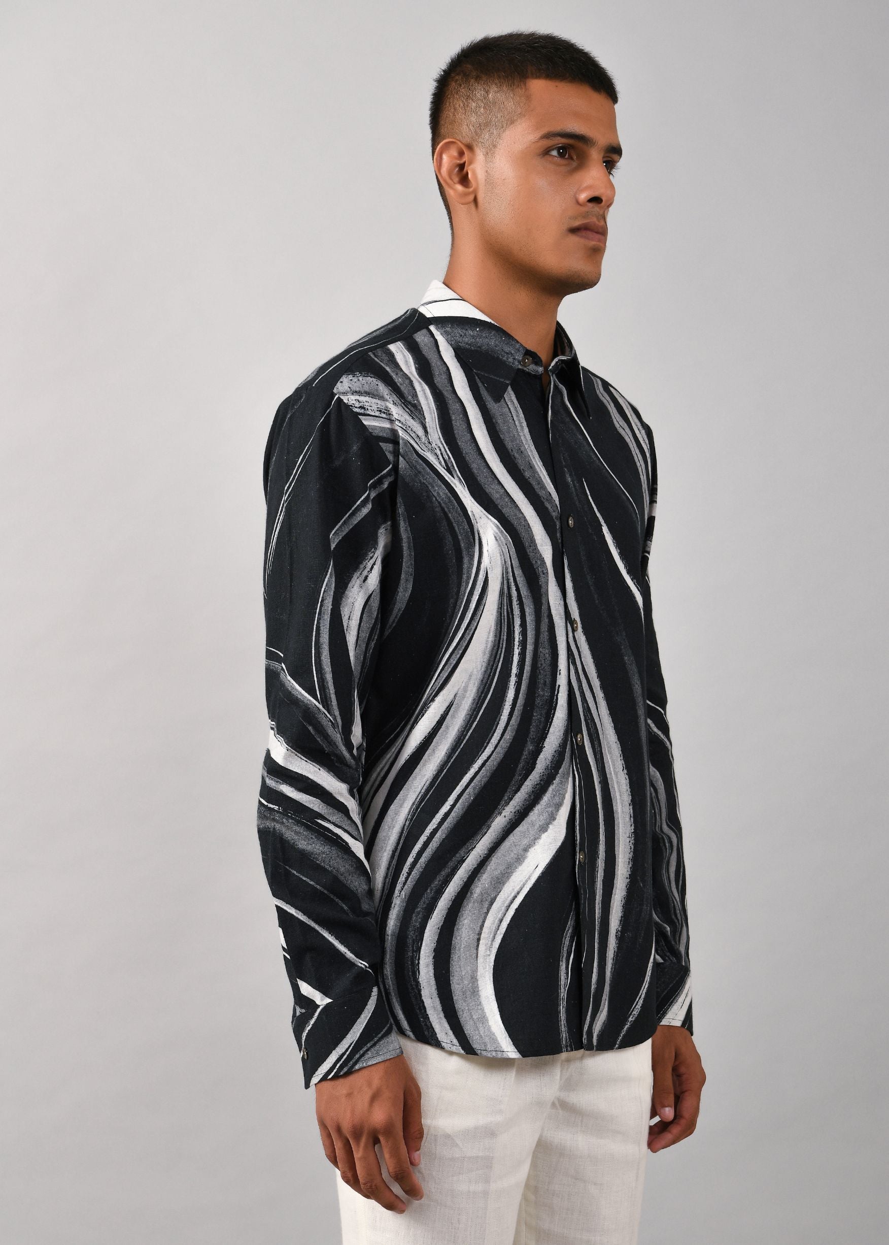 COUNTRYMADE Shirts Airborne Strokes Print Shirt chemise noire coton