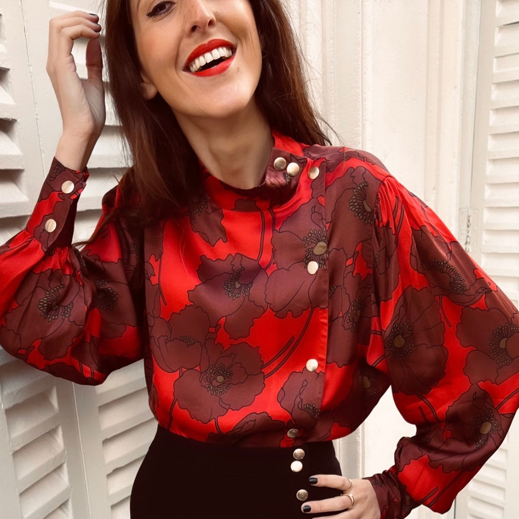 PANTRUCHE Chemises Blouse DJANGO Flowers blouse rouge viscose