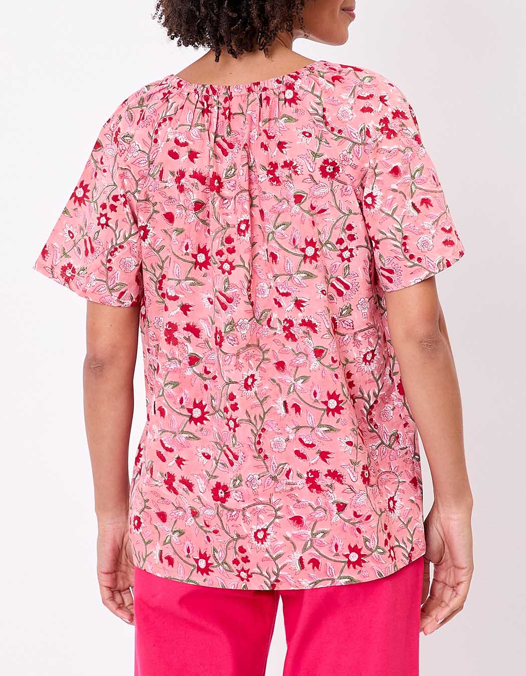 La Fiancée Tops Klervia top en voile de coton imprimé floral rose
