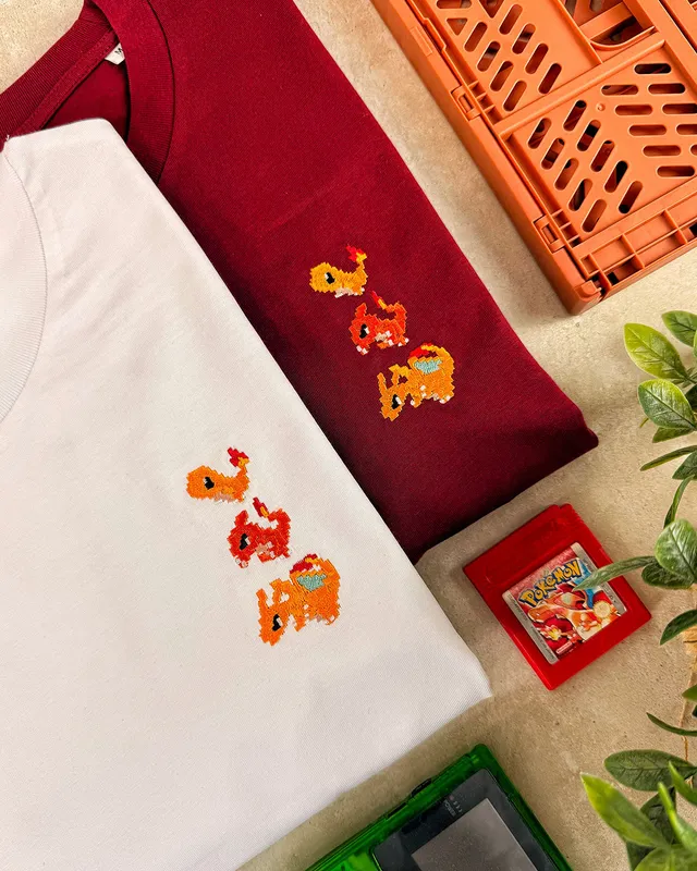 Juste Un T-shirt T-shirts Brodés Salamèche t-shirt brodé coton bio