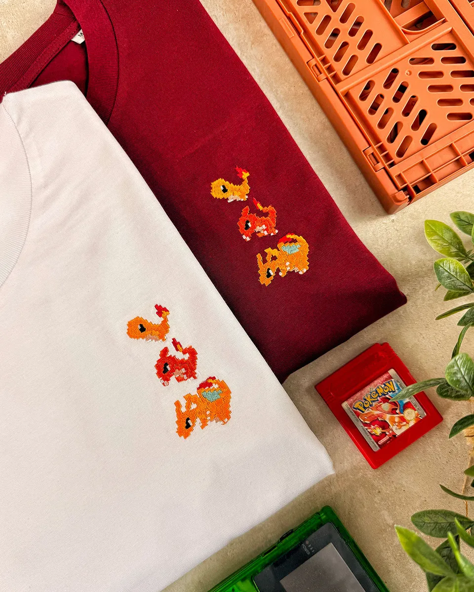 Juste Un T-shirt T-shirts Brodés Salamèche t-shirt brodé coton bio