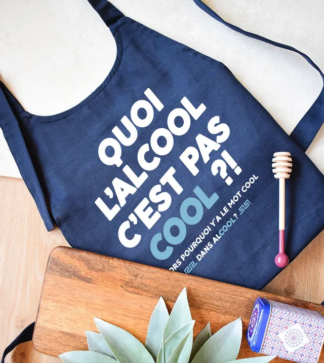Juste Un T-shirt Tabliers « L'alcool c'est pas cool ? » tablier bleu marine