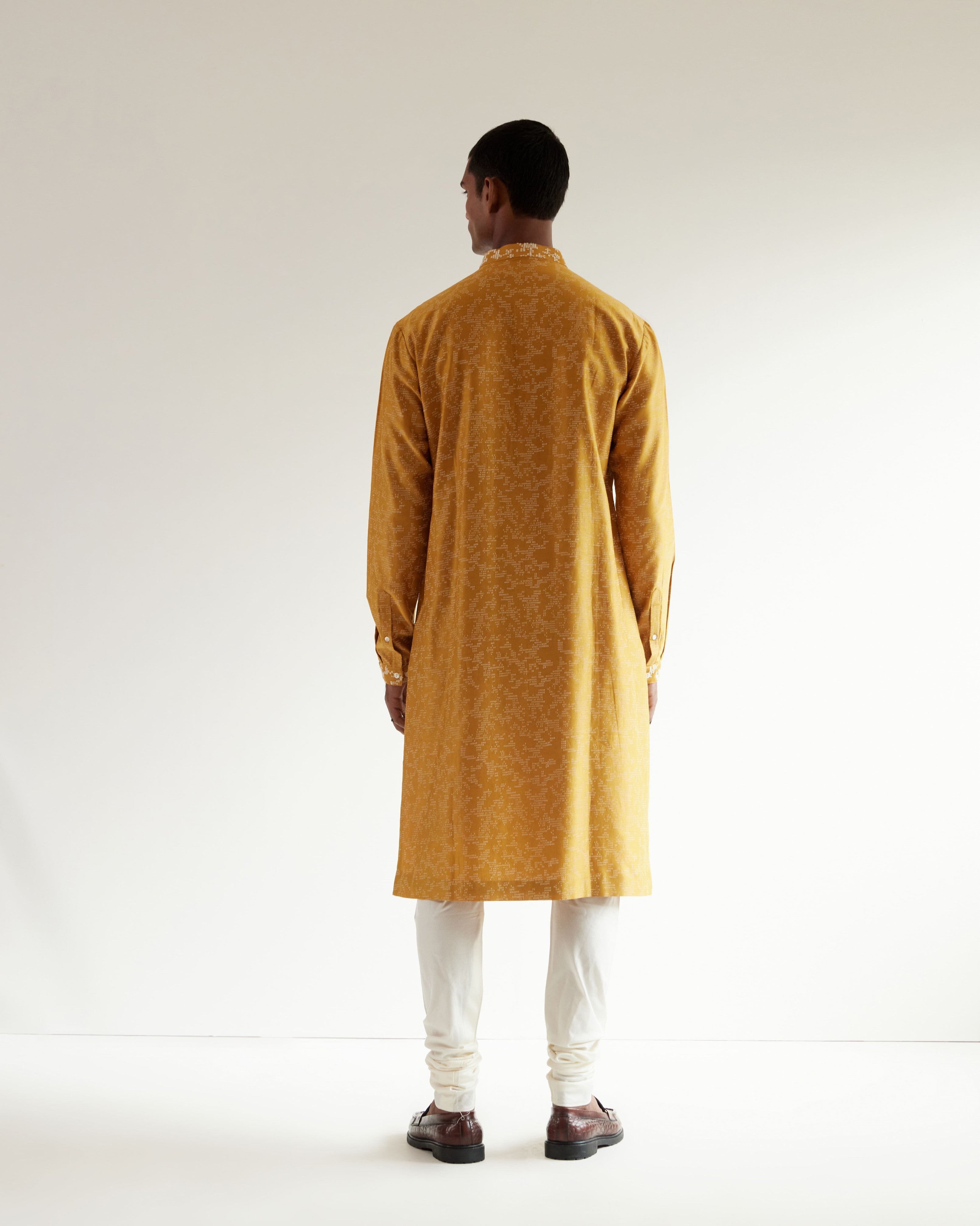 COUNTRYMADE Kurtas Camo-Block Print Kurta Set With Embroidered Yoke ensemble kurta moutarde brodé