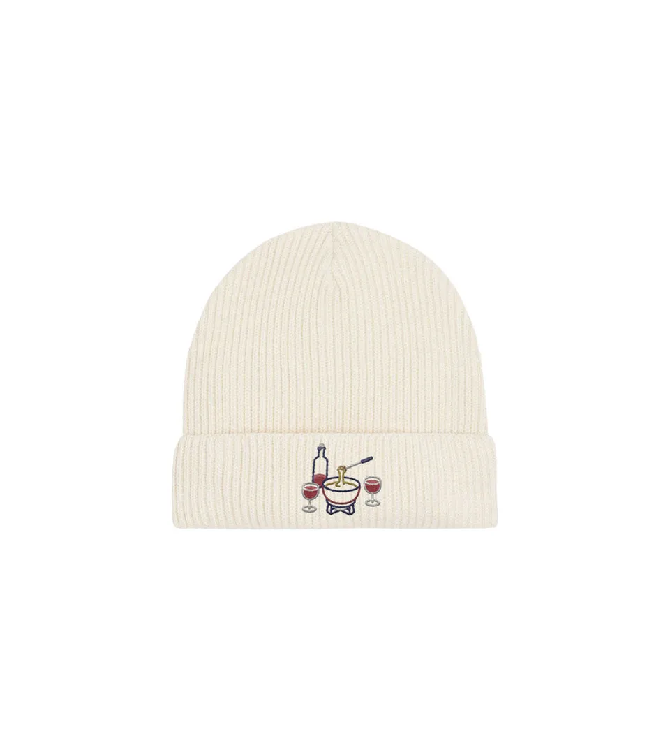 Juste Un T-shirt Bonnets Fondue Savoyarde bonnet gris chiné brodé
