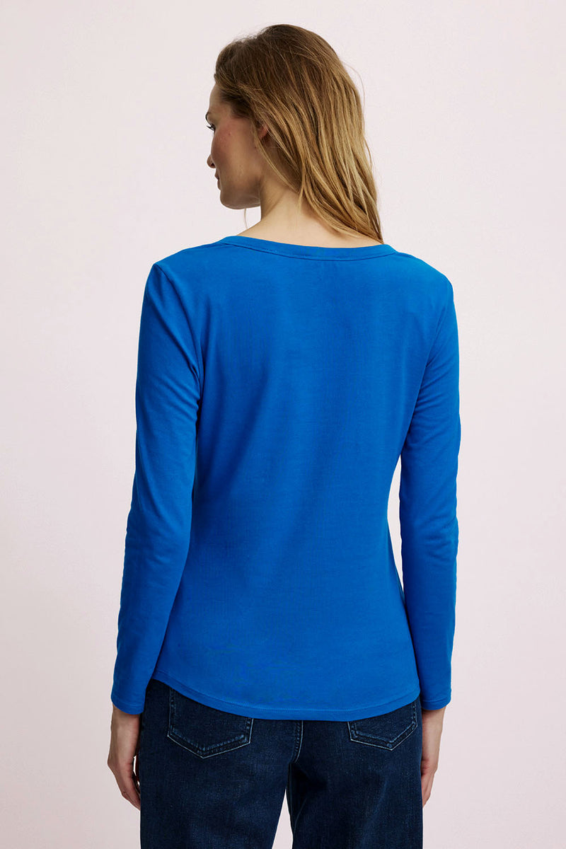 Sourire Multicolore Tee-shirt bleu manches longues en coton bio tee-shirt XS