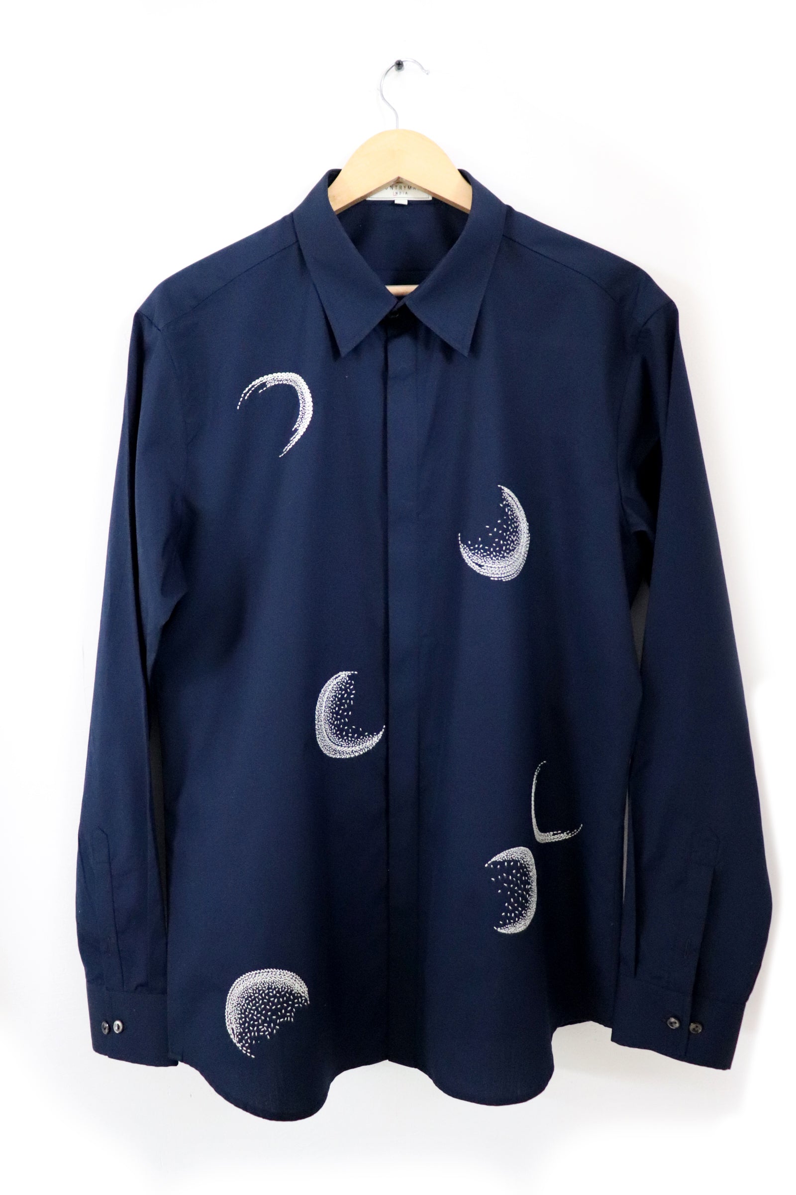 COUNTRYMADE Shirts Moon Shirt chemise en lin noire brodée lune