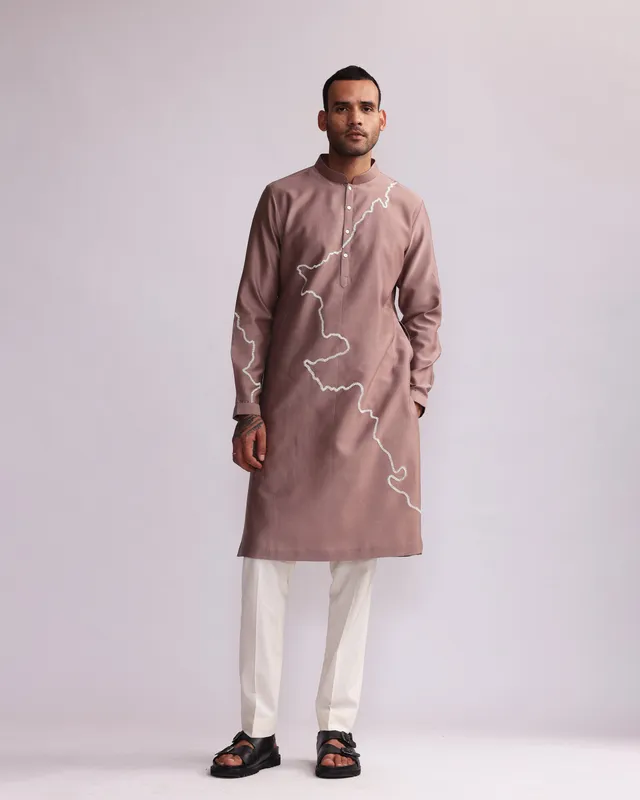 COUNTRYMADE Kurtas CONTOUR LINE EMBROIDERED KURTA SET ensemble kurta chanderi