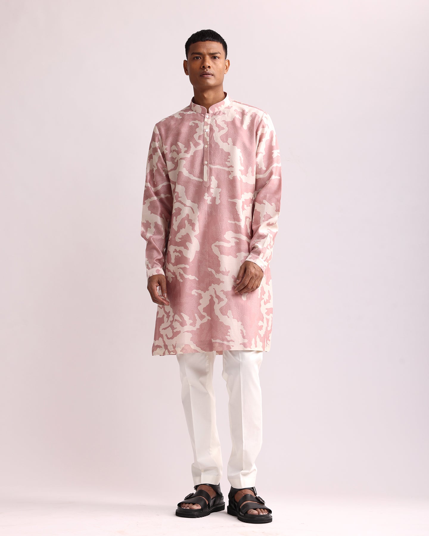COUNTRYMADE Kurtas Camouflage Shadow Print Kurta kurta rose soie Chanderi