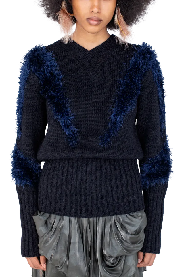 Kiko Kostadinov Knitwear MACAW Jumper pull Black Swan / Deep Lake Blue alpaga oversize