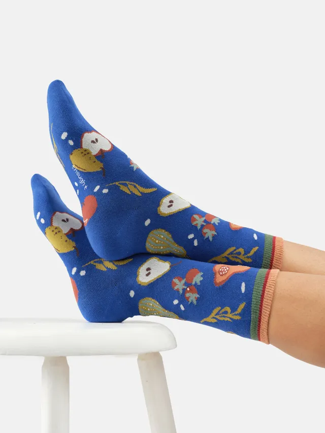 Sourire Multicolore Chaussettes fruits d'automne chaussettes bleu 36-40 coton bio