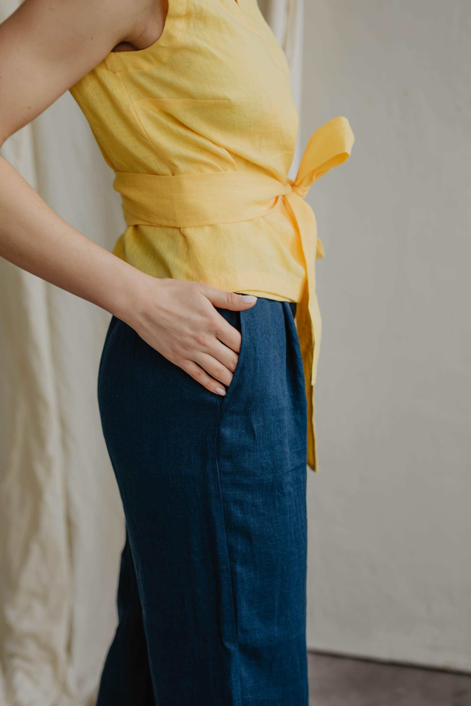 Laumė linen Linen Bottoms Viltė pantalon en lin vert forêt