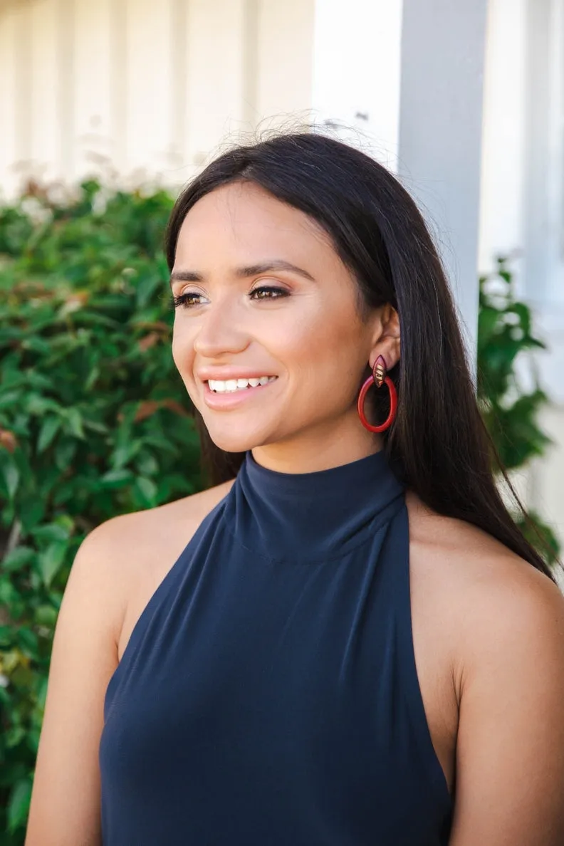 Sourire Multicolore Boucles d'oreilles Acelia ivoire végétal rouge