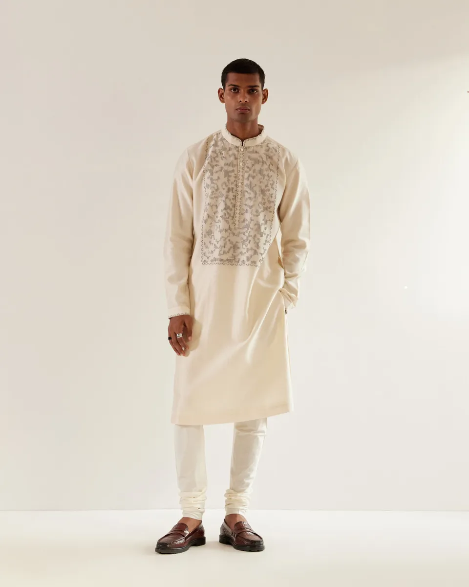 COUNTRYMADE Kurtas Camo-Block Yoke Embroidery Kurta Set ensemble kurta ivoire brodé