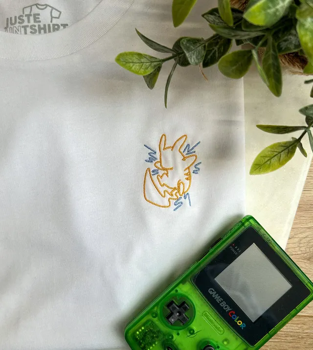 Juste Un T-shirt T-shirts Brodés Pika t-shirt blanc brodé