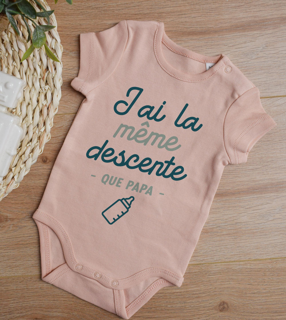Juste Un T-shirt Bébé J'ai la même descente que papa body blanc