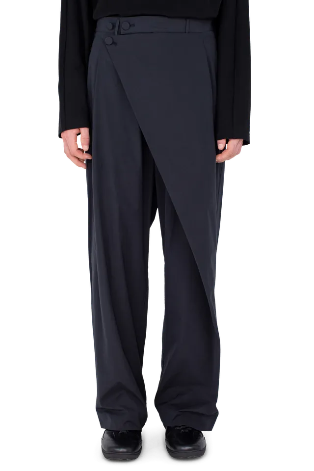 Kiko Kostadinov Bottoms KIPPEL Wrap Trousers pantalon Pitch Black 44-52 nylon