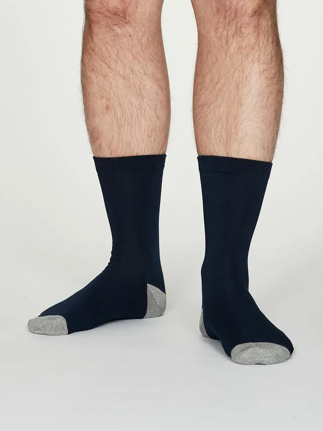 Sourire Multicolore Chaussettes homme Chaussettes bambou bleu marine