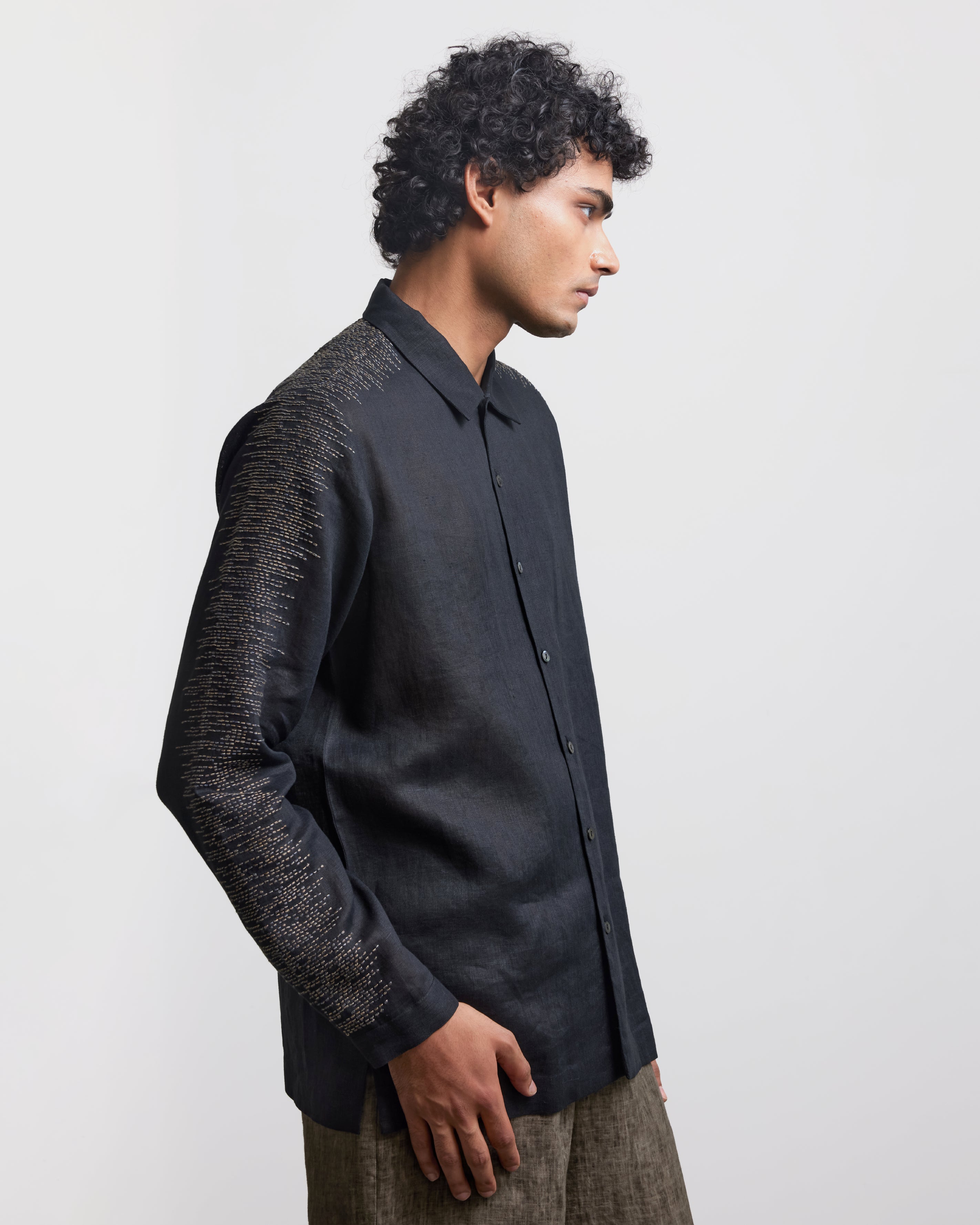COUNTRYMADE Shirts SHADOW EMBROIDERED SHIRT chemise en lin brodée