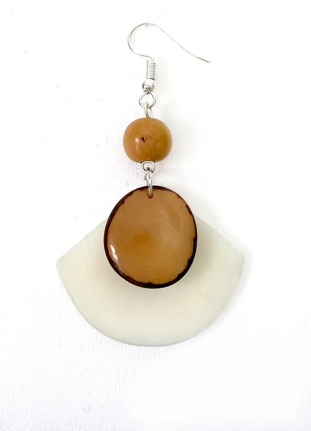 Boucles d'oreilles Valeria en ivoire végétal beige écru bicolores