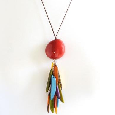 Tagua and Co Pendentif Laminillas ivoire végétal rouge