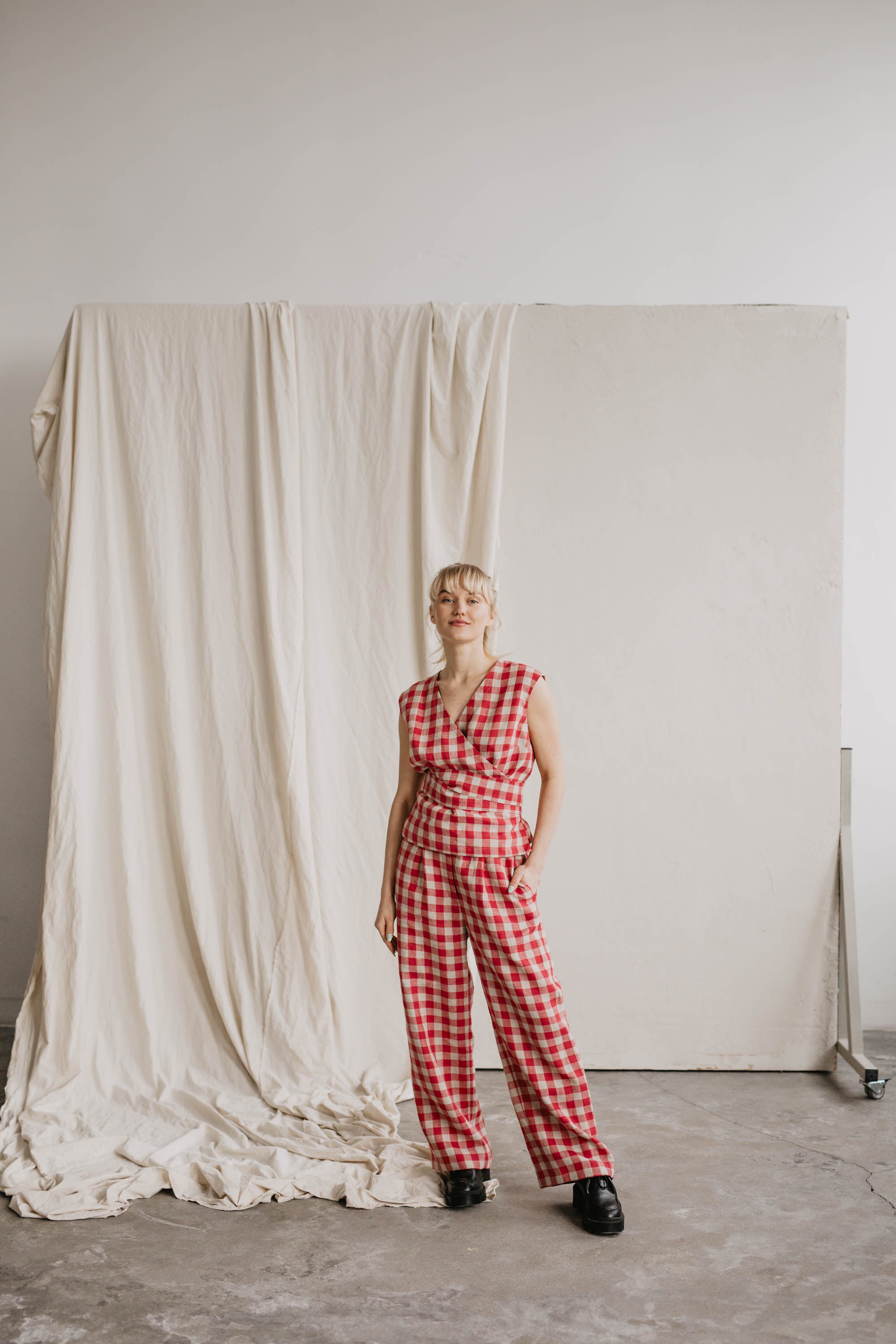 Laumė linen Linen Bottoms Viltė pantalon en lin vert forêt