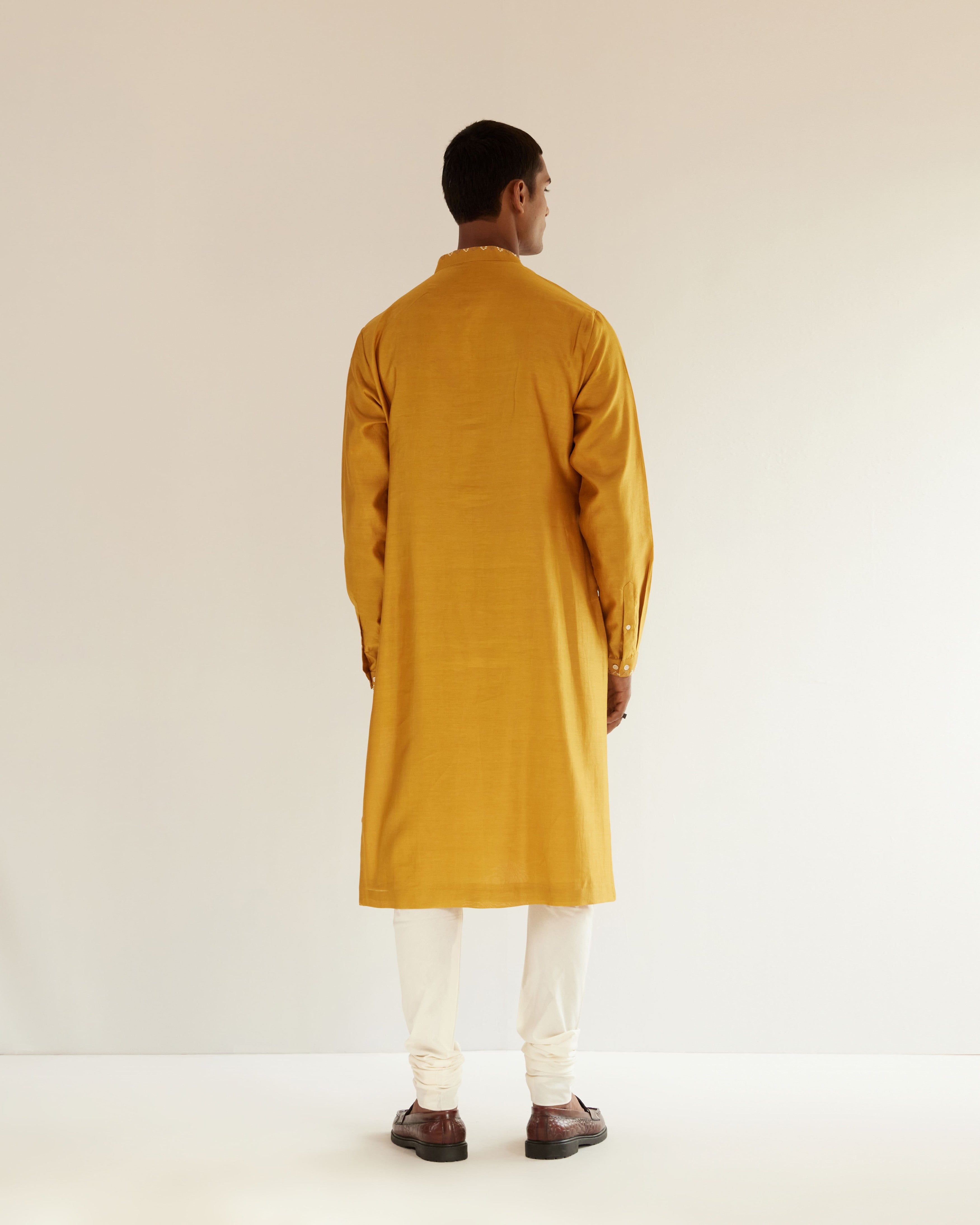COUNTRYMADE Kurtas Asymmetric Embroidered Yoke Kurta Set kurta moutarde