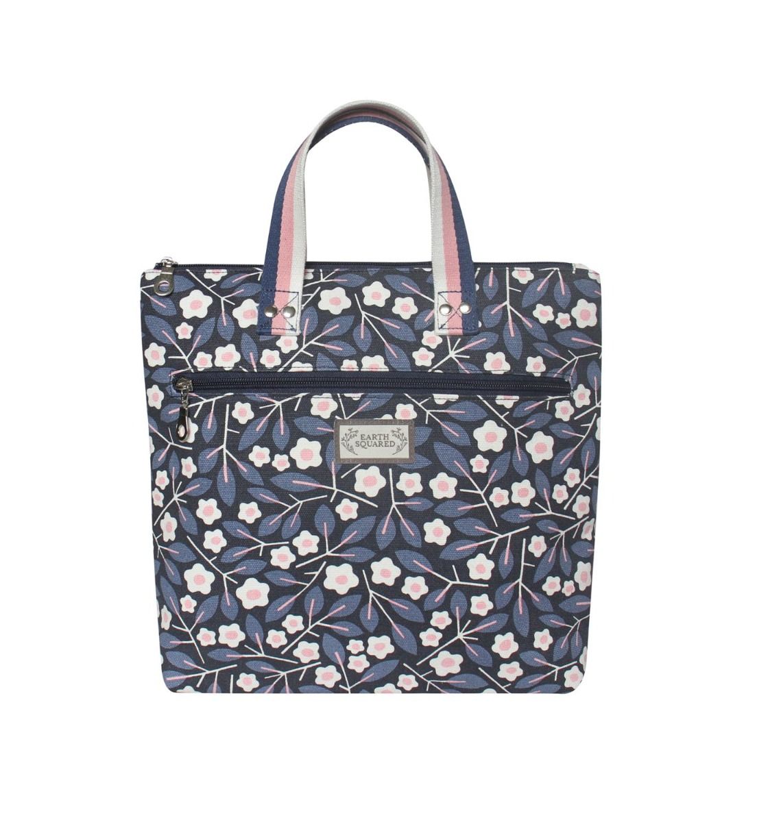 Sourire Multicolore Sacs et pochettes sac à dos fleuri bleu marine en toile de coton