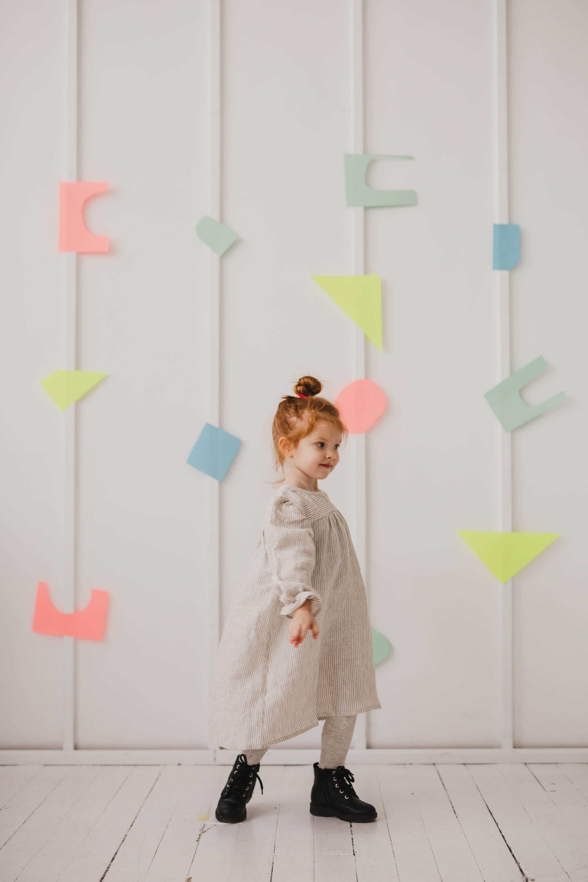 Laumė linen Kids Clothing ŽEMYNA robe fille en lin carreaux verts