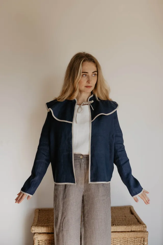 Laumė linen Linen Jackets Hendaye Archive veste en lin bleu profond femme taille S