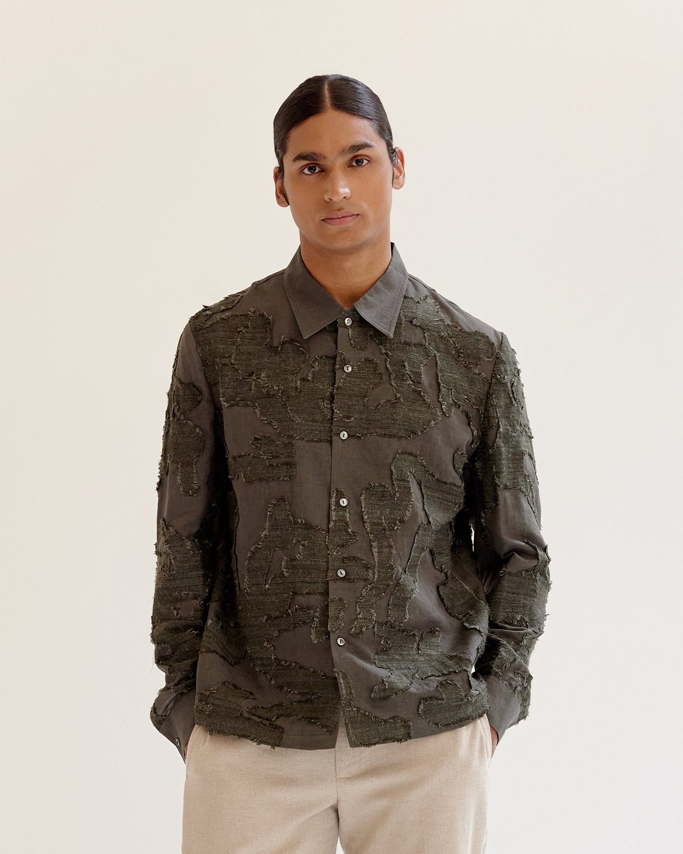 COUNTRYMADE Shirts Eroded Camo Overshirt surchemise lin soie eri