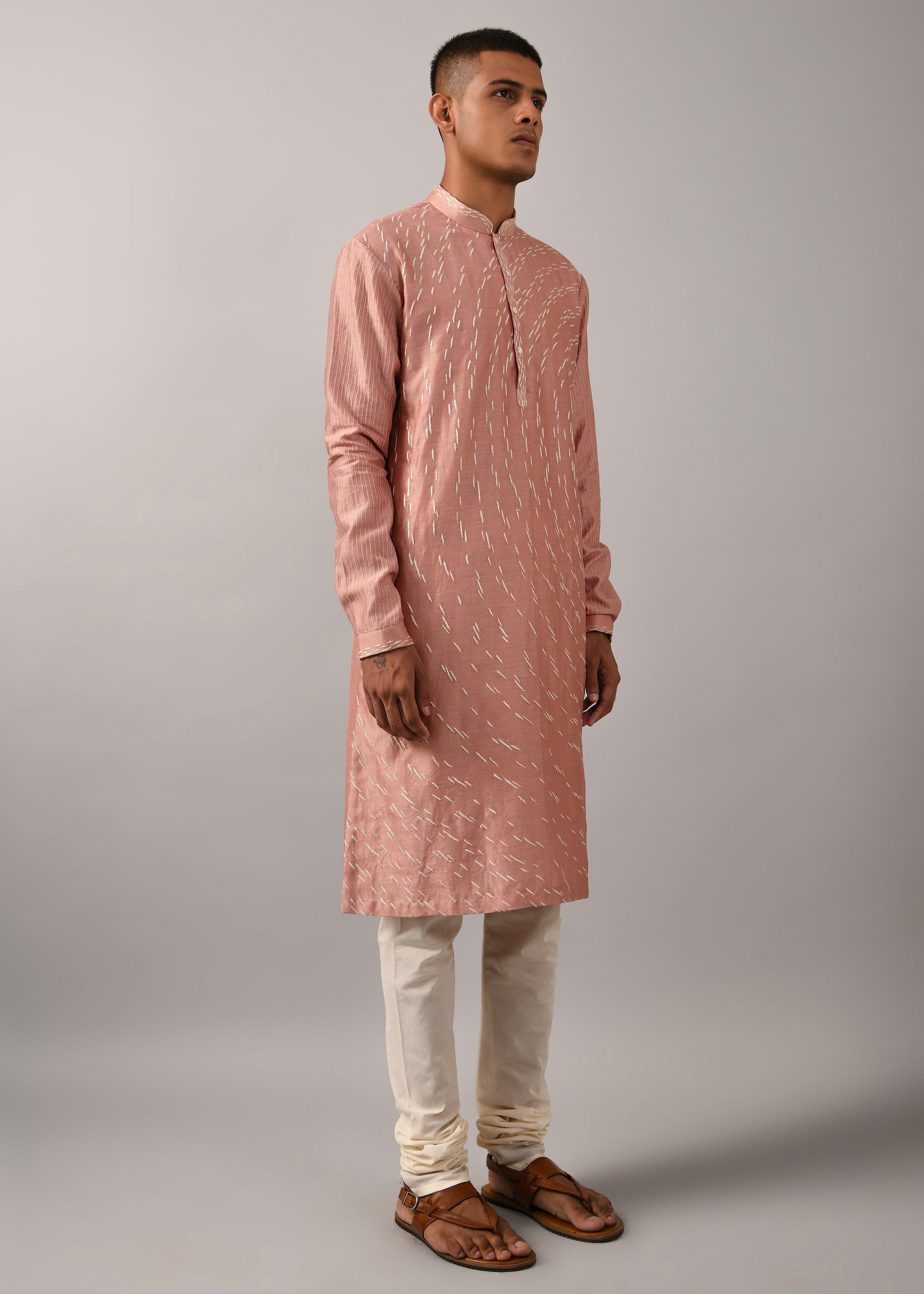COUNTRYMADE Kurtas Shooting Star Embroidered Kurta Set ensemble kurta rose chanderi