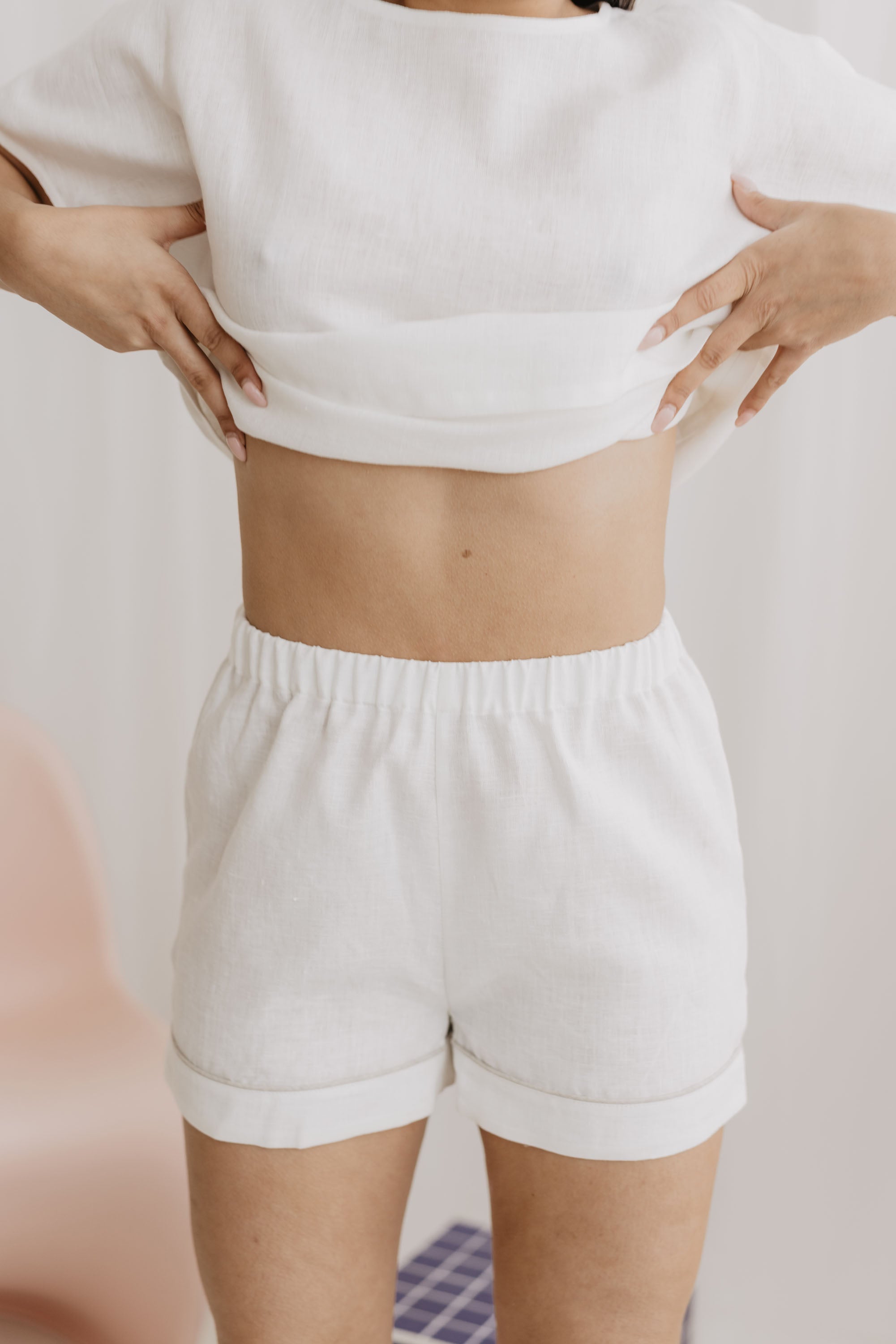 Laumė linen Loungewear JAUNATIS pyjama en lin blanc crème
