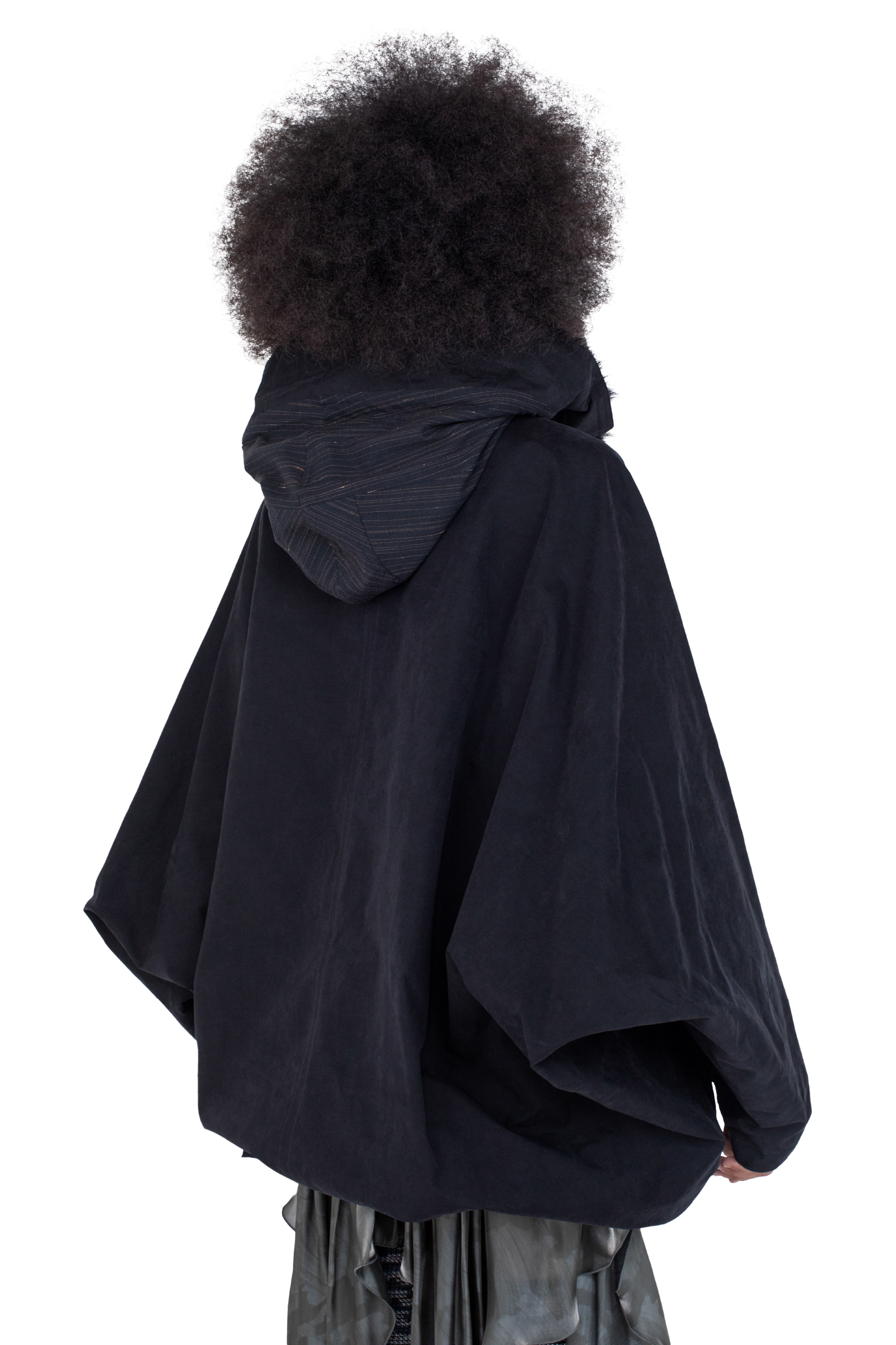 Kiko Kostadinov Outerwear BITTERN poncho Onyx Black capuche amovible