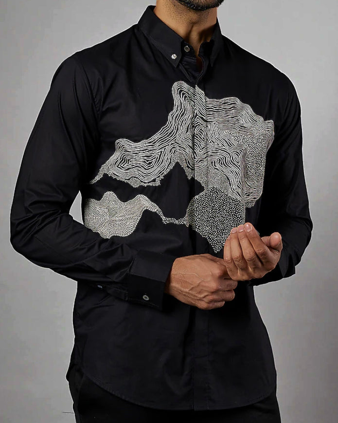 COUNTRYMADE Shirts Cloud Embroidered chemise noire brodée
